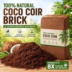🥥🌿100% Natural Organic Coco Coir Brick - 💦Boost Root Growth, Improve Moisture Retention & Grow Bigger Harvests Naturally