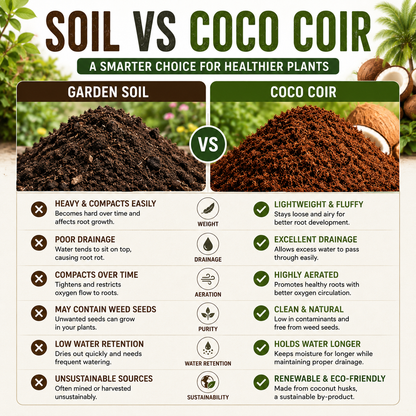 🥥🌿100% Natural Organic Coco Coir Brick - 💦Boost Root Growth, Improve Moisture Retention & Grow Bigger Harvests Naturally