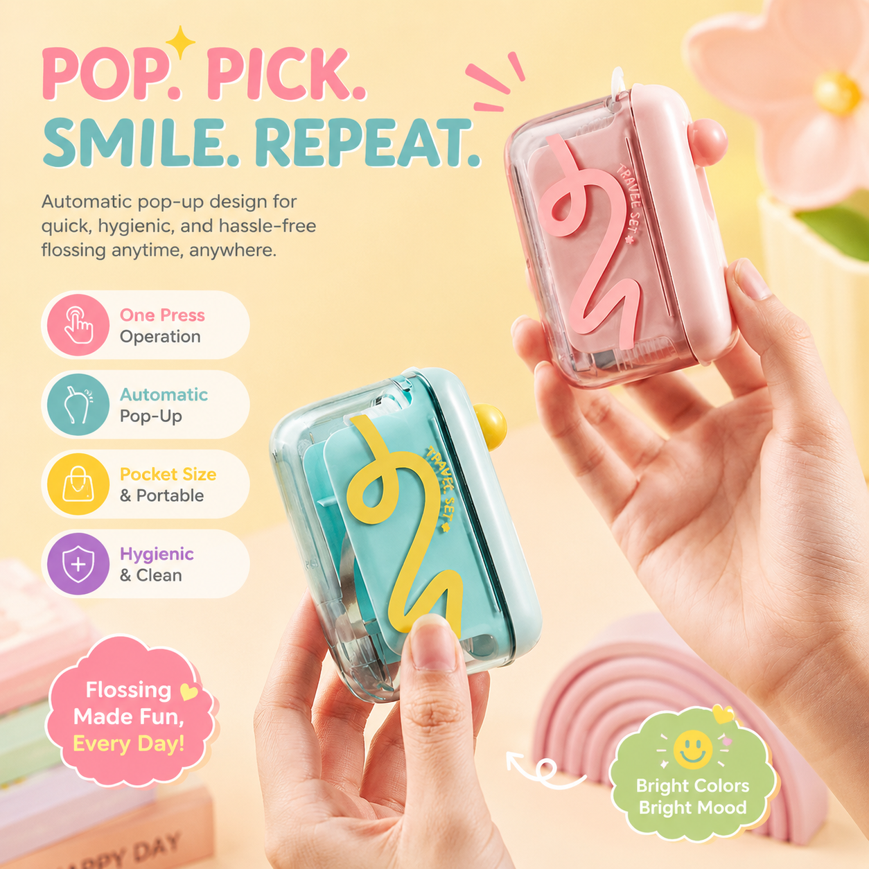 🛫One-Press Pop-Up Floss Pick Case
