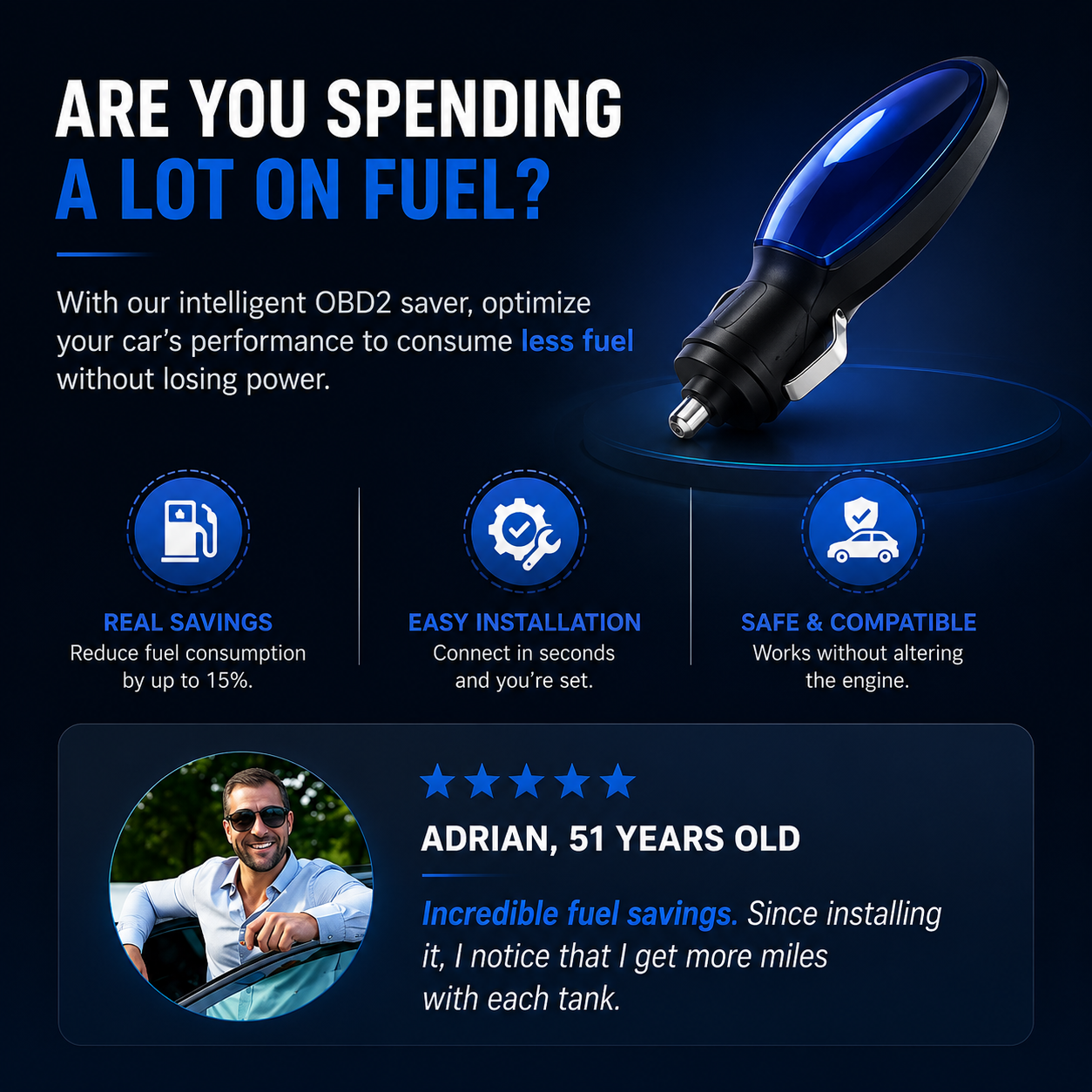 🚗Saves 30% on fuel consumption. — Plug-and-Play Fuel Saver: Drive Further, Improve Fuel Efficiency