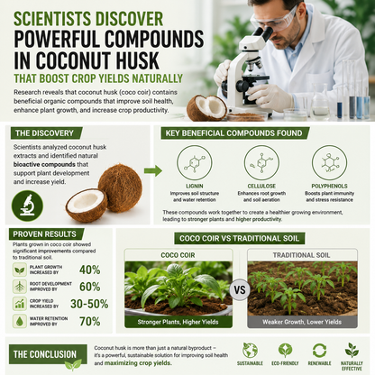 🥥🌿100% Natural Organic Coco Coir Brick - 💦Boost Root Growth, Improve Moisture Retention & Grow Bigger Harvests Naturally