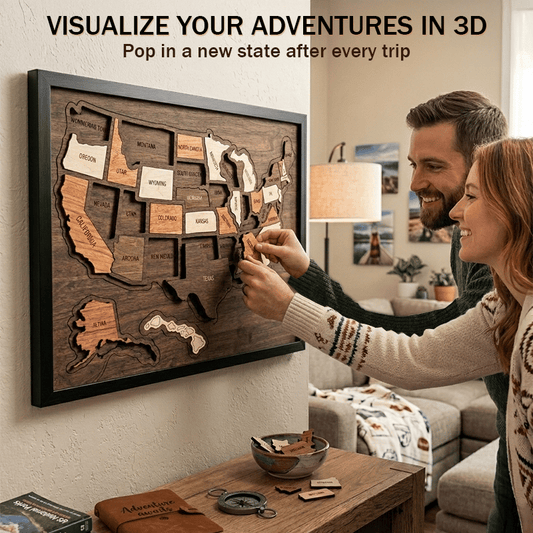🌳🧩Wooden USA Travel Map Puzzle