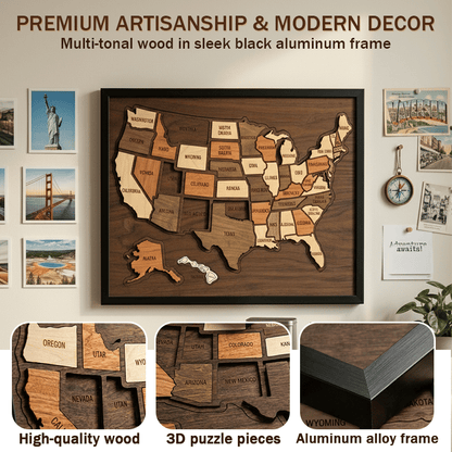 🌳🧩Wooden USA Travel Map Puzzle