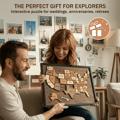 🌳🧩Wooden USA Travel Map Puzzle