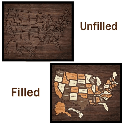 🌳🧩Wooden USA Travel Map Puzzle