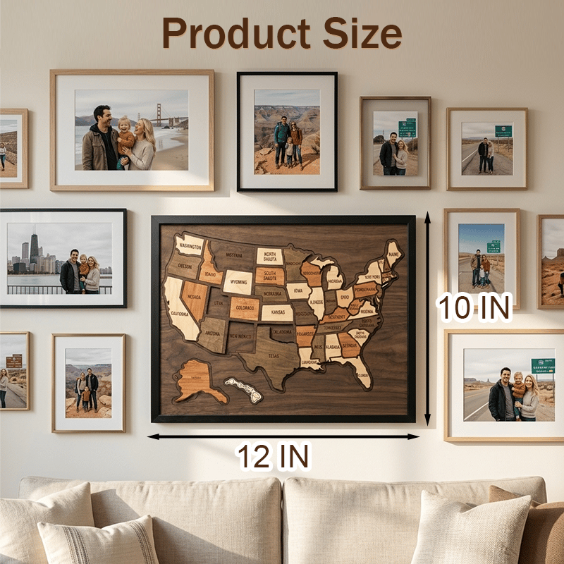 🌳🧩Wooden USA Travel Map Puzzle