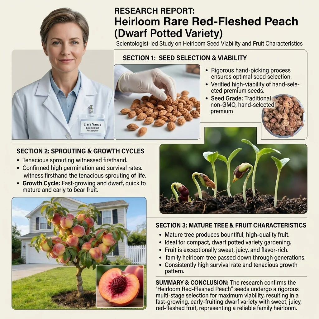 🍑🍑 Dwarf Peach Tree — Rare Red-Fleshed Variety — Ideal for Container Planting — Bears Fruit Within One Year — Can Be Planted Year-Round