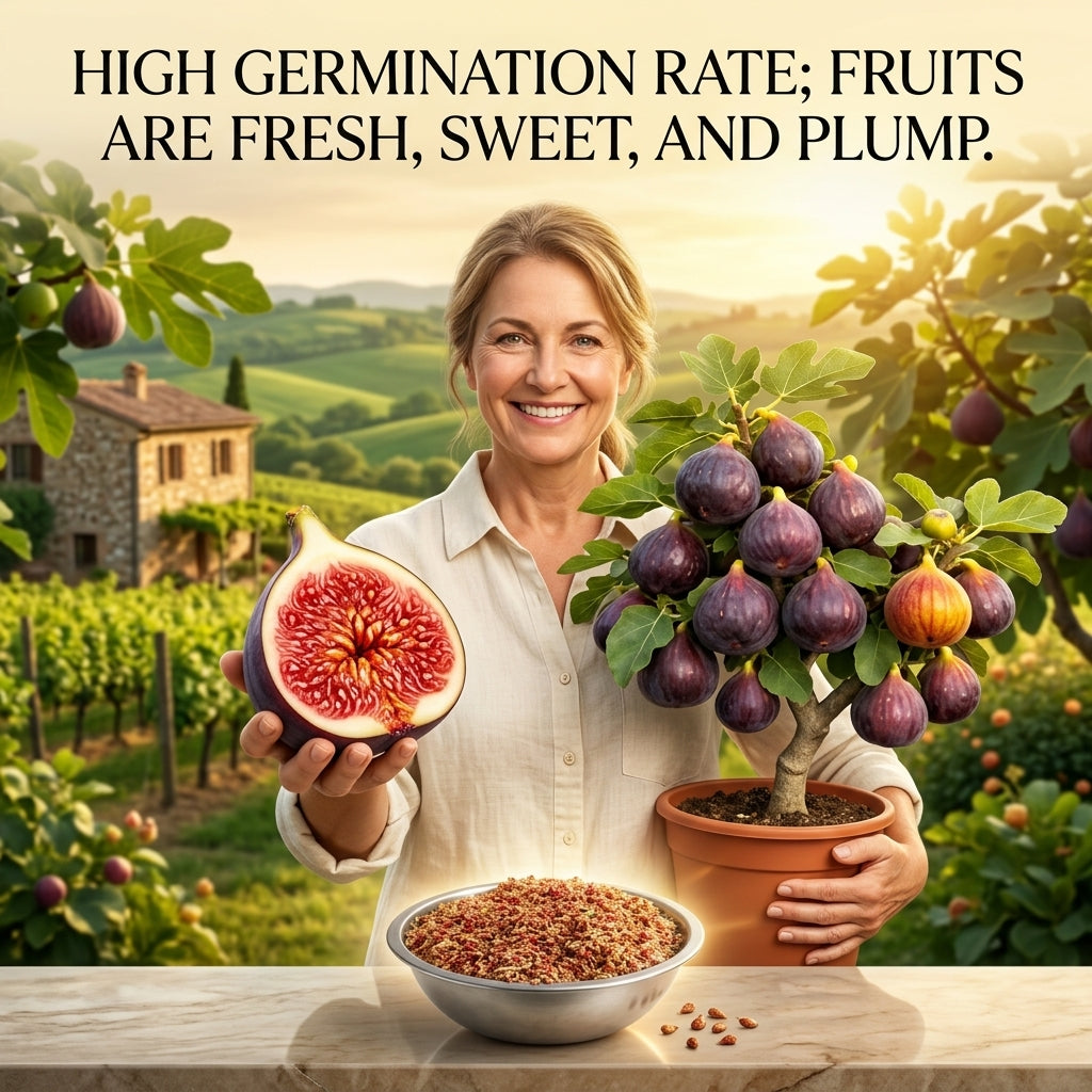 🌳 Bears fruit within a year! This high-yielding, dwarf fig variety can be planted year-round. Featuring sweet, fresh, and crisp flesh, it is ideal for cultivation in pots, on balconies, or on farms, and is suitable for a wide range of climates.