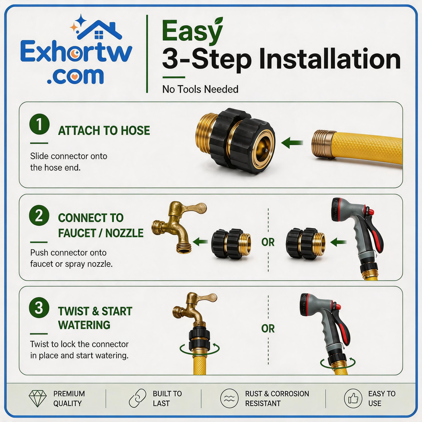 🔥2026 Hot Sale 65K+✨ Hourleey Garden Hose Quick Connector