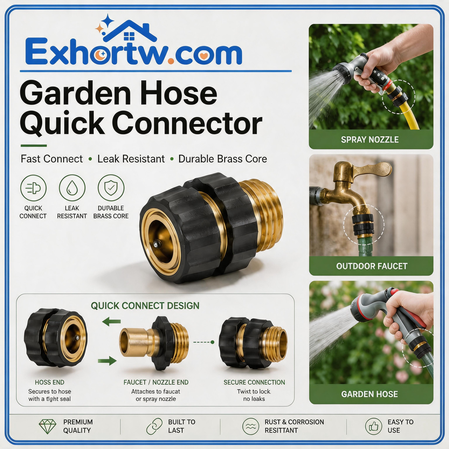 🔥2026 Hot Sale 65K+✨ Hourleey Garden Hose Quick Connector