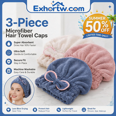 💦Exhortw™ 3-Piece Microfiber Hair Towel Caps