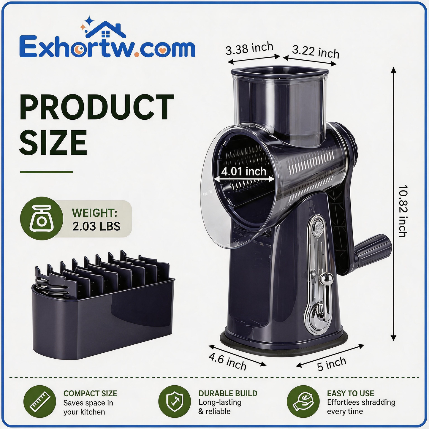 🧀Exhortw™ 5-in-1 Rotary Grater with Handle