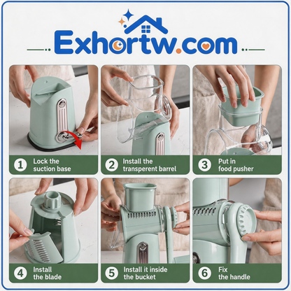 🧀Exhortw™ 5-in-1 Rotary Grater with Handle