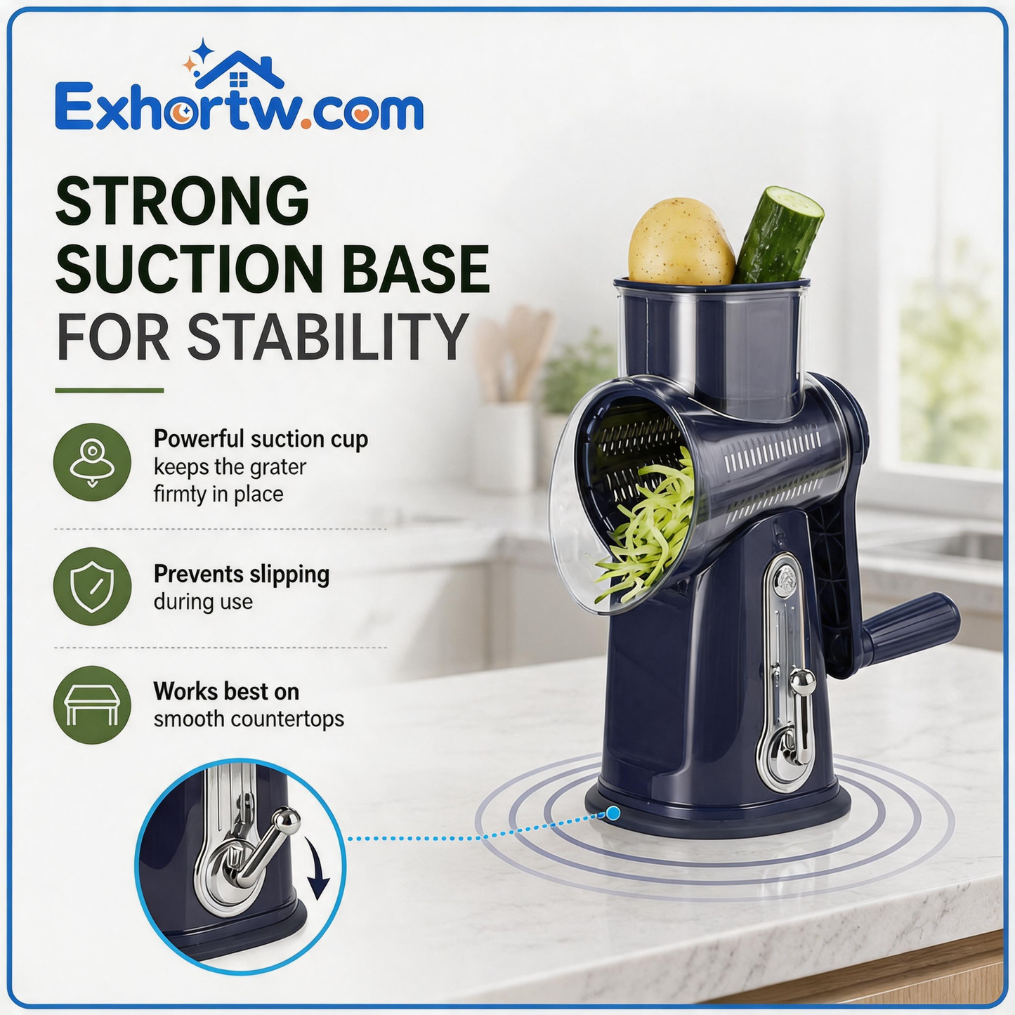 🧀Exhortw™ 5-in-1 Rotary Grater with Handle